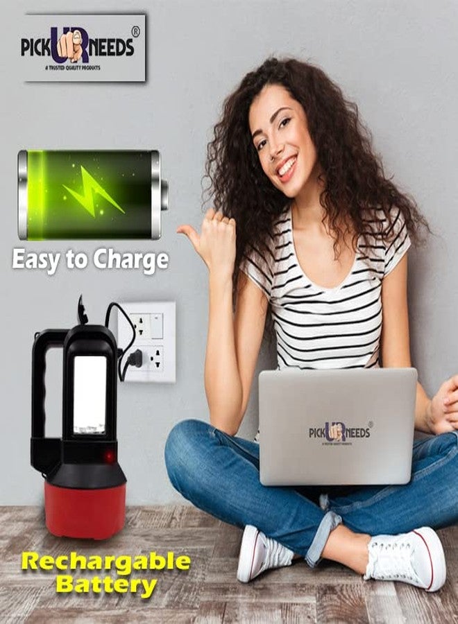 Pick Ur Needs Rechargeable Emergency LED Search Long Range Torch Light 125W with Blinker + Side Home Tube Light (Maroon) - Image 4